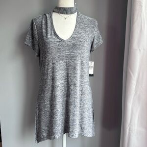 Gray Choker Neck Women Top